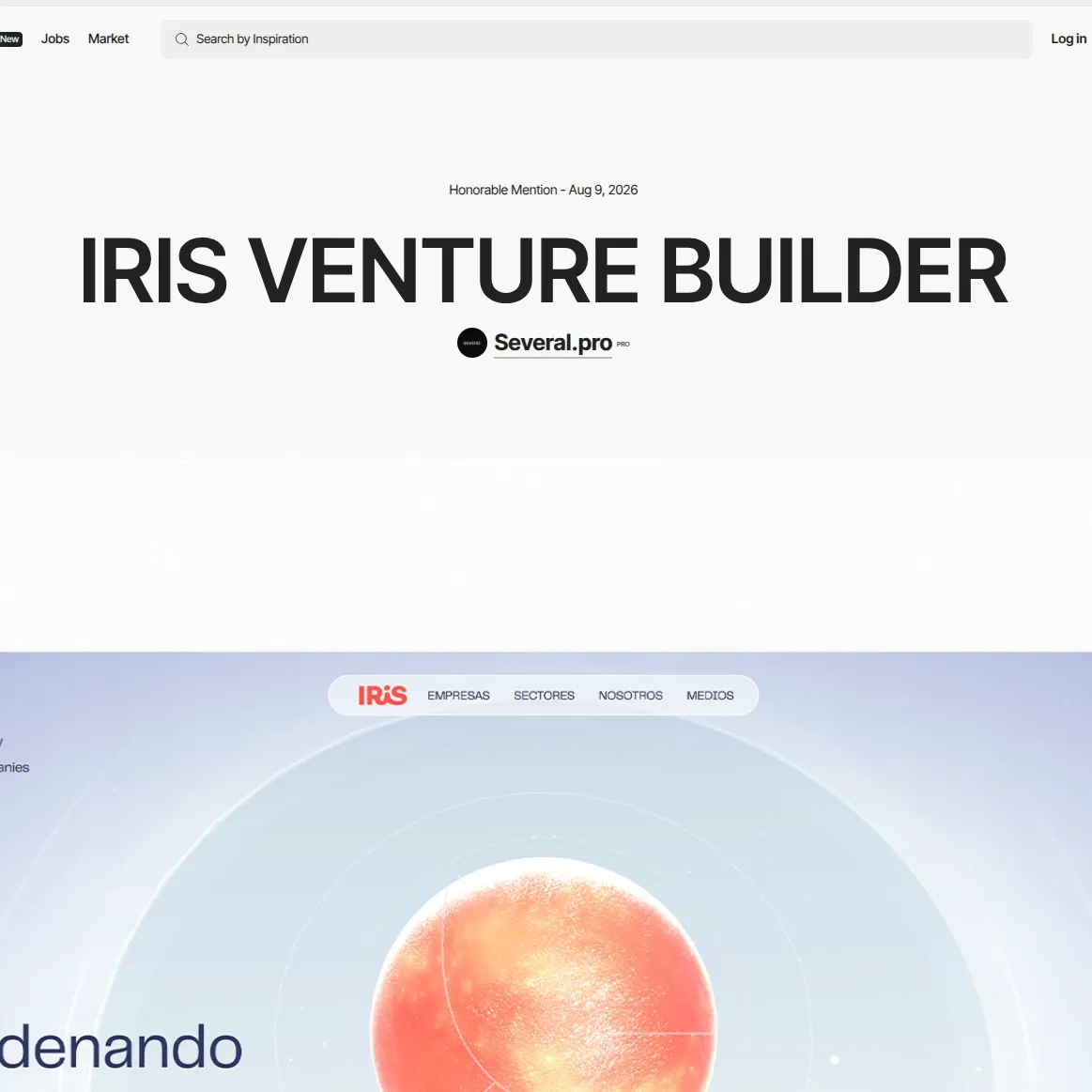 Iris Venture Builder - Awwwards Honorable Mention